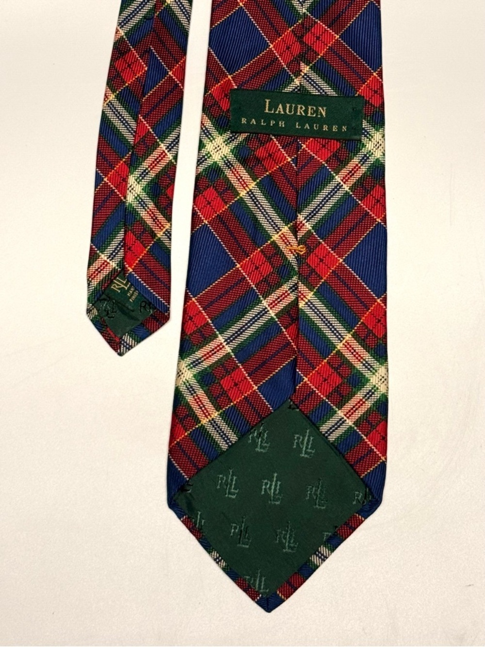 Lauren Ralph Lauren Red, Blue & Green Tartan Plaid Tie 100% silk